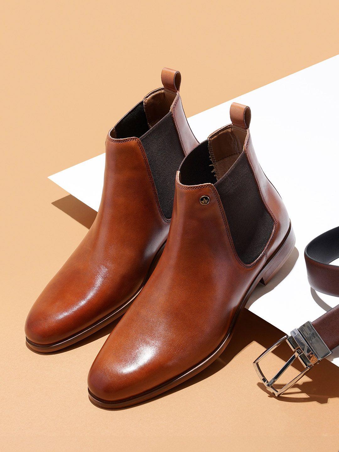 arrow men boost leather mid-top chelsea boots