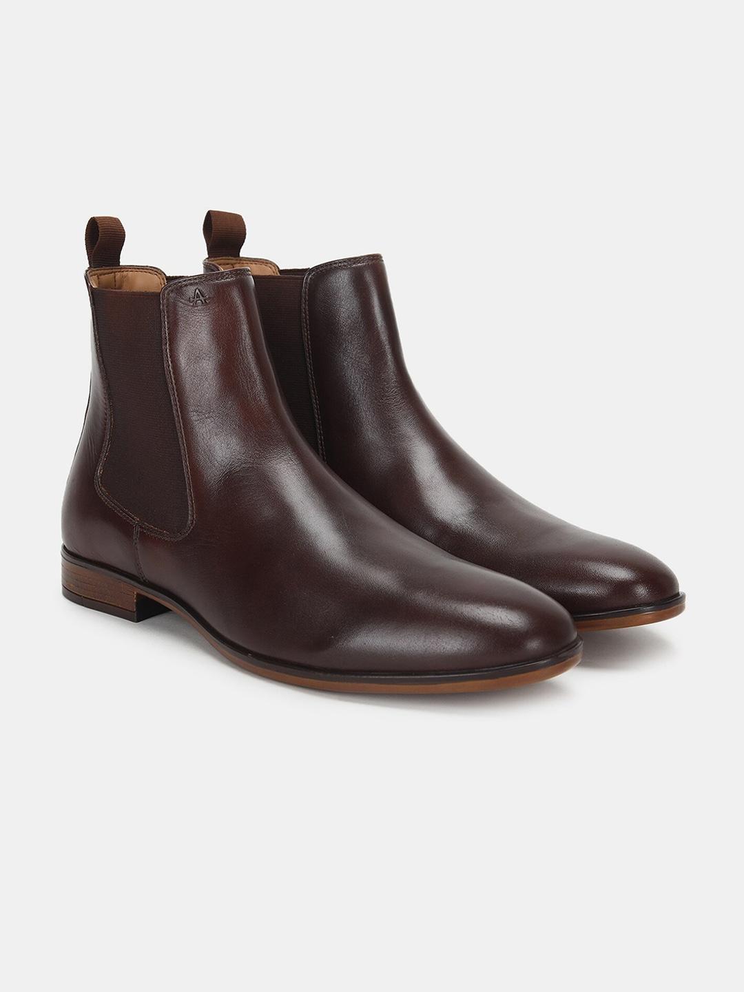 arrow men brown leather flat boots