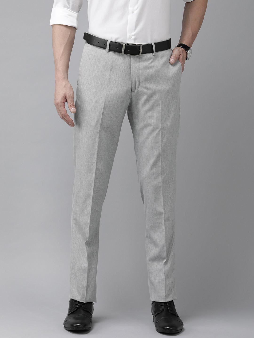arrow men grey checked tailored formal trousers