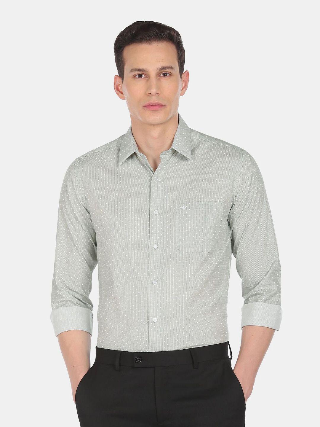 arrow men grey slim fit printed formal shirt