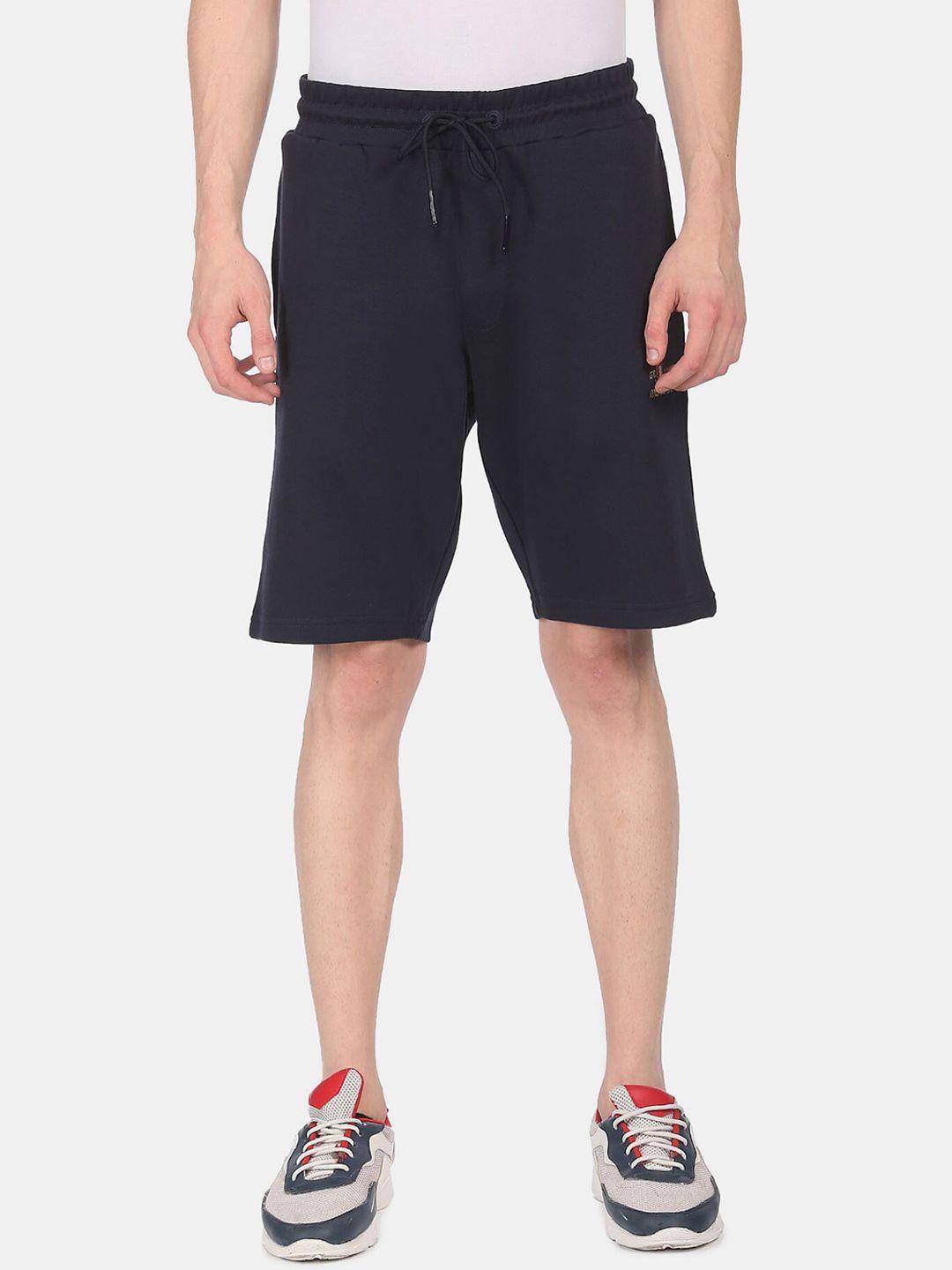 arrow men navy blue solid sports shorts