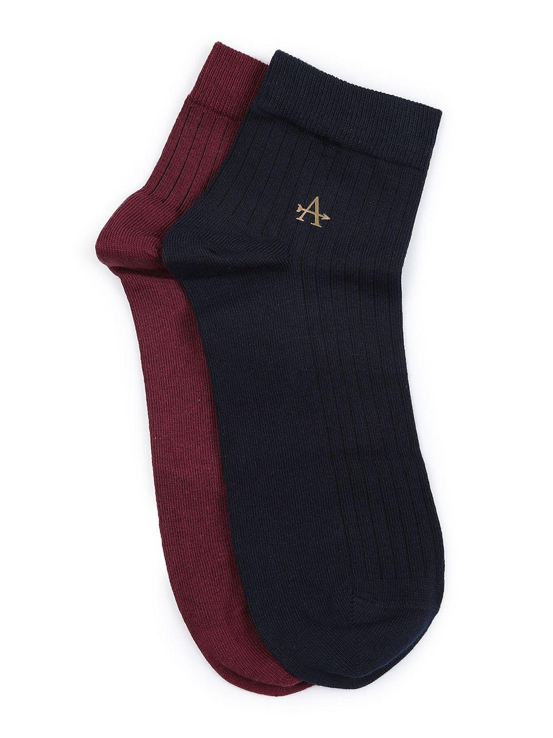 arrow men pack of 2 pure cotton ribbed ankle-length socks