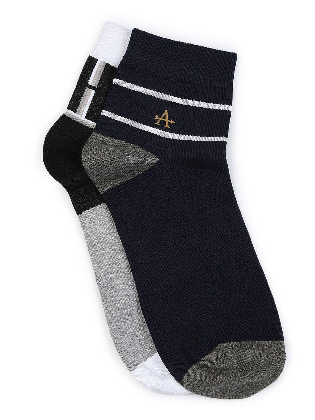 arrow men pack of 2 striped pure cotton above ankle length socks