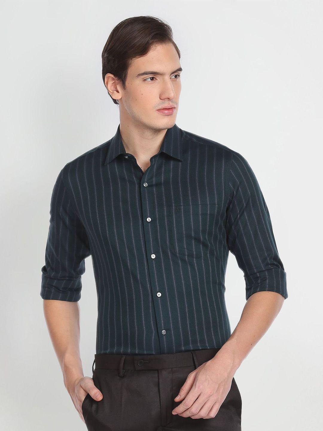 arrow men pure cotton slim fit opaque striped formal shirt