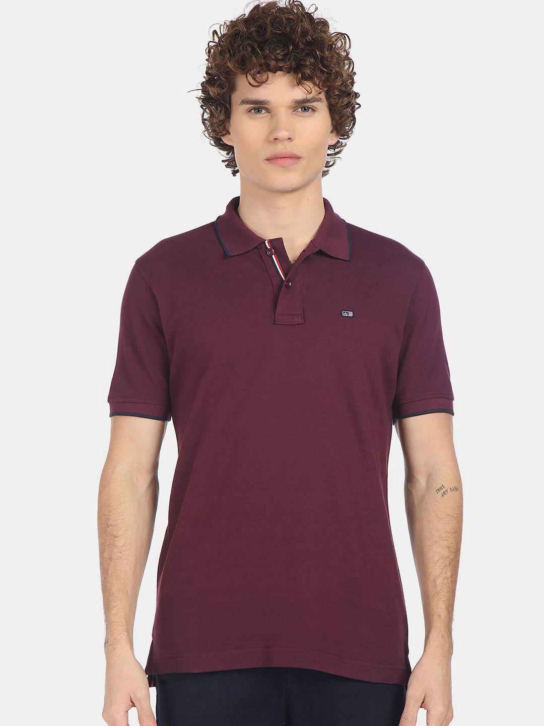 arrow men purple polo collar pockets t-shirt