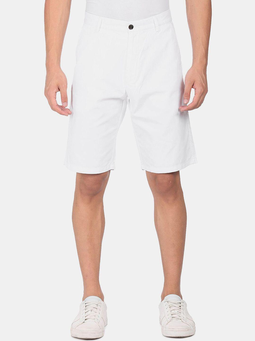 arrow men white pure cotton chino shorts