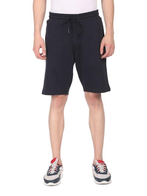 arrow navy cotton regular fit shorts