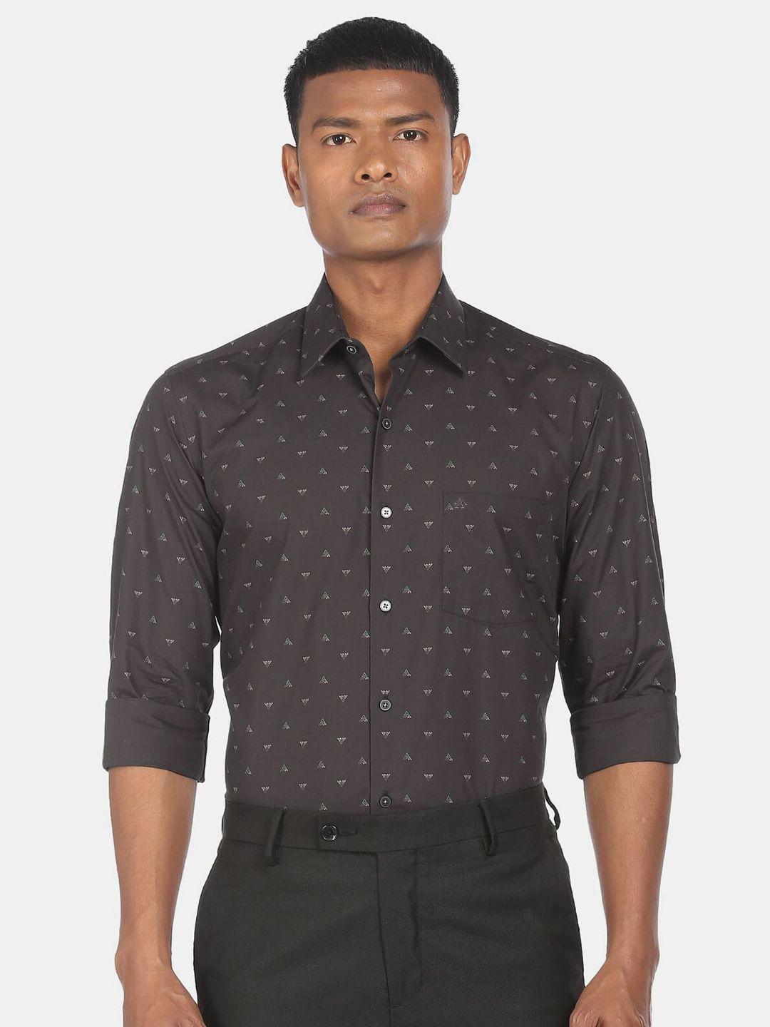 arrow-new-york-men-charcoal-slim-fit-printed-pure-cotton-formal-shirt