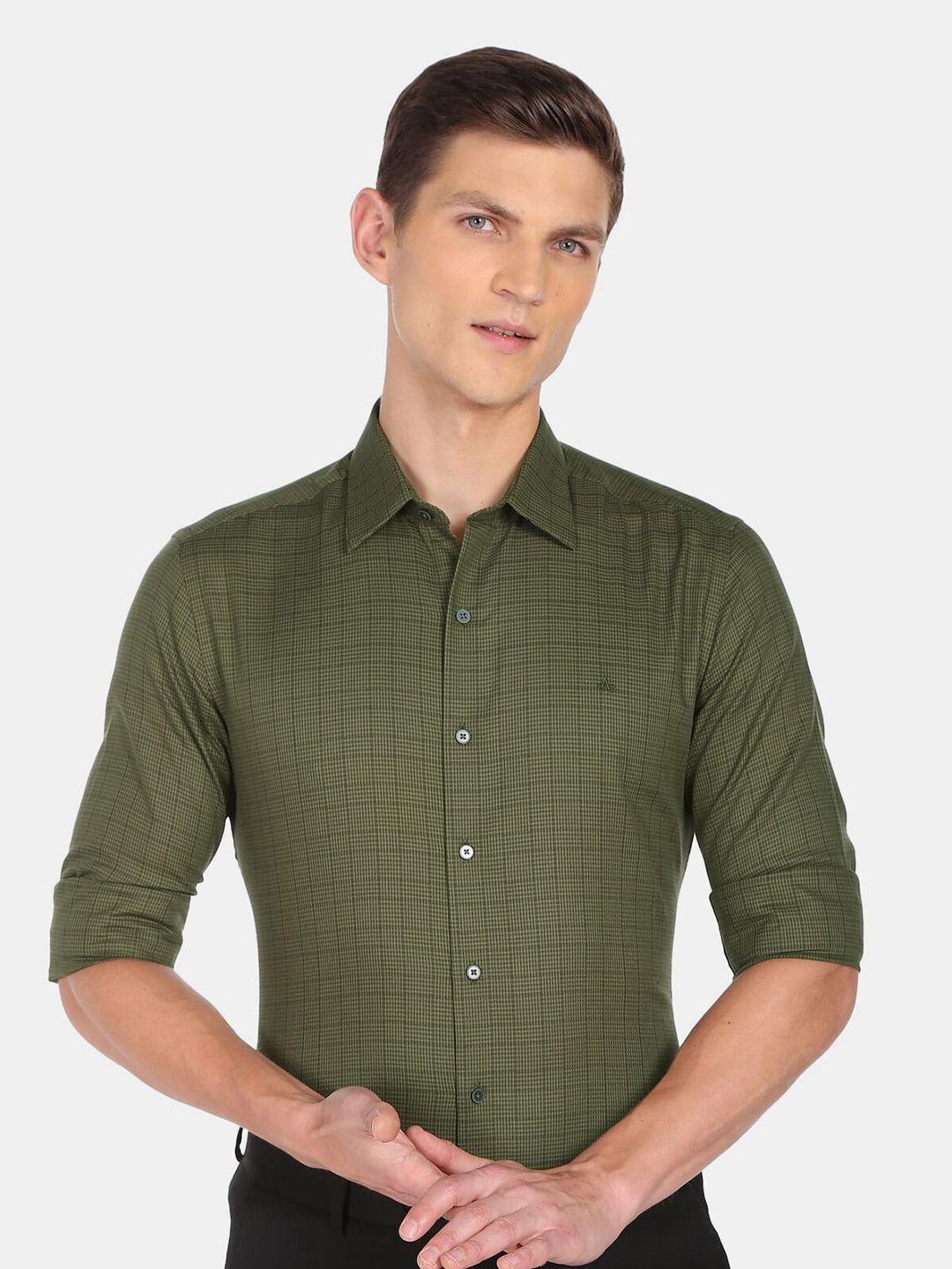 arrow new york men slim fit grid tattersall checked pure cotton formal shirt