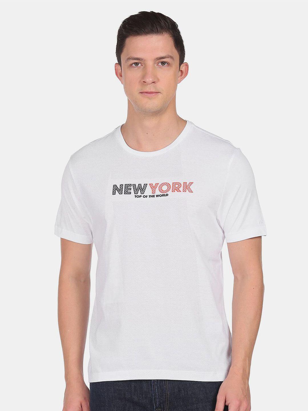 arrow new york men white typography printed cotton t-shirt