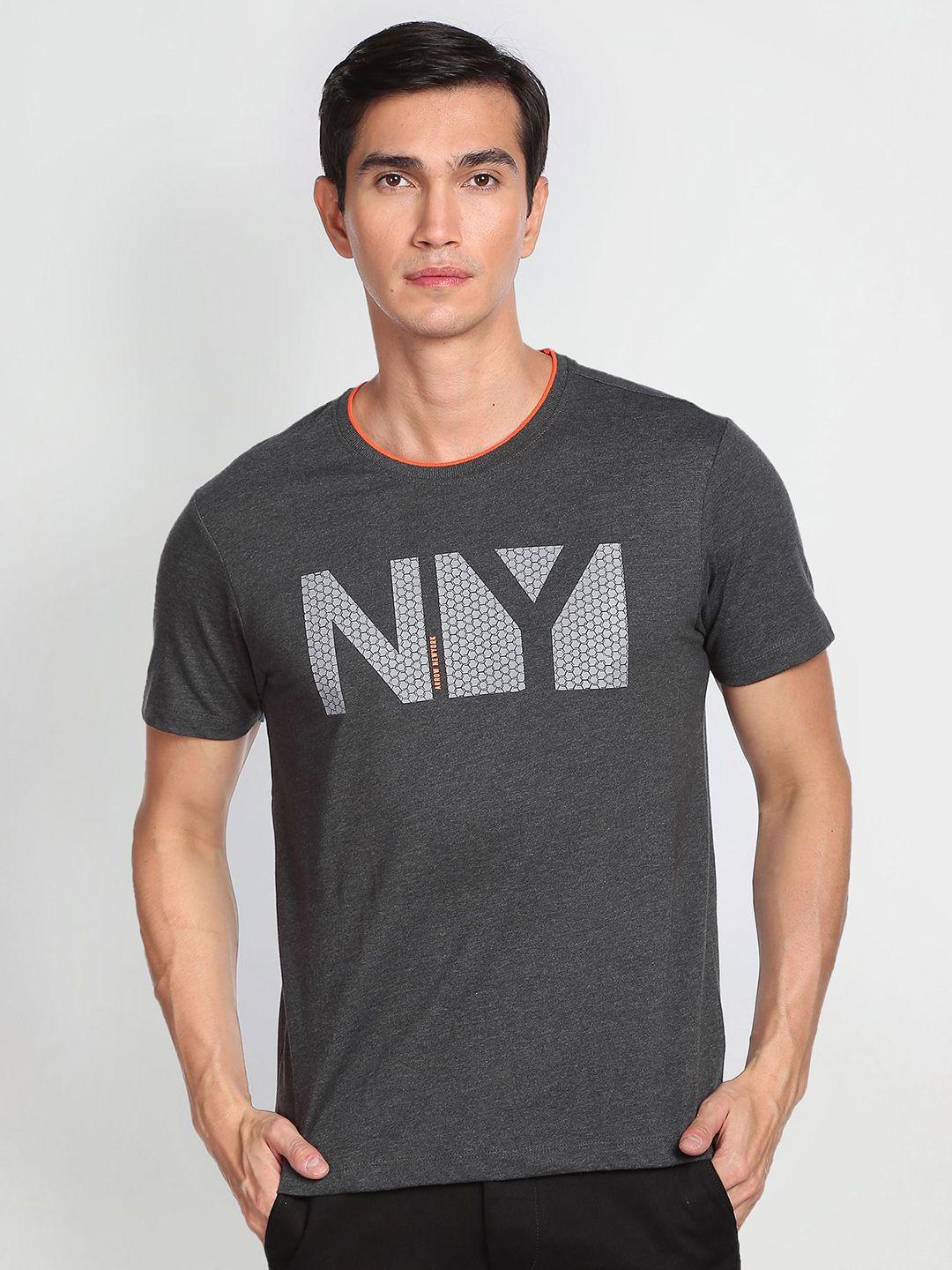 arrow new york typography printed crew neck  casual t-shirt