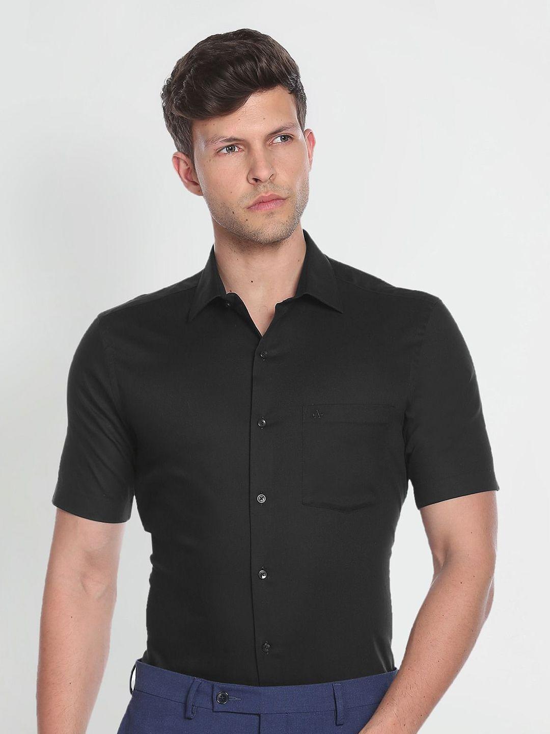 arrow opaque short sleeve formal pure cotton shirt