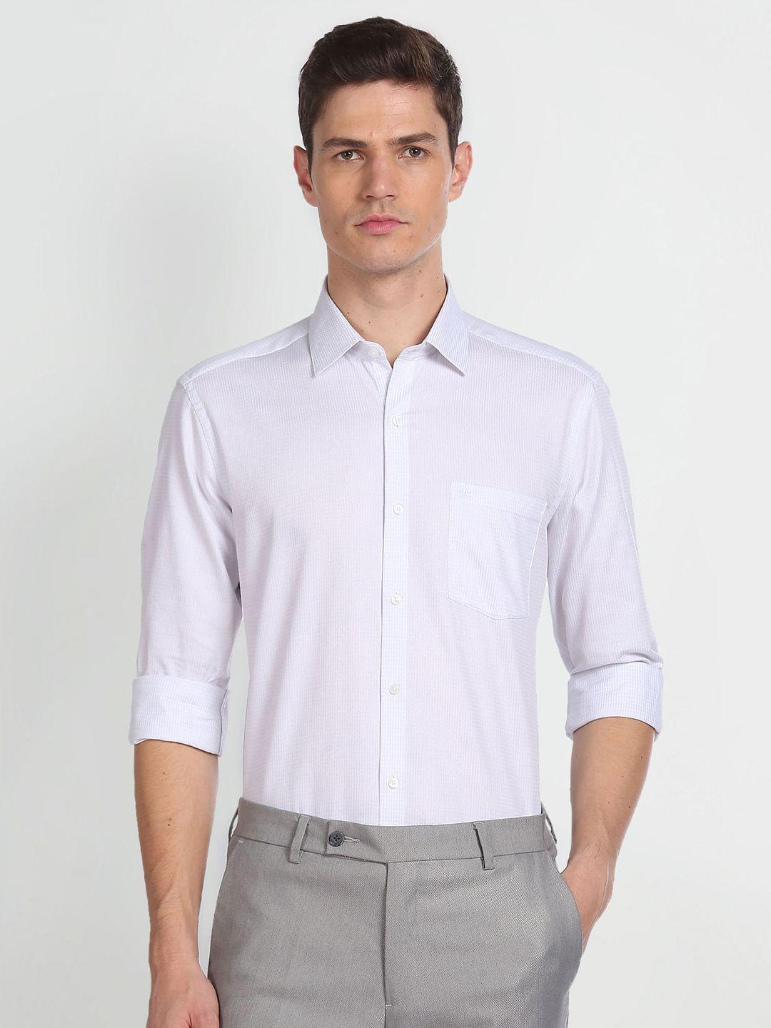 arrow self design textured slim fit pure cotton casual shirt