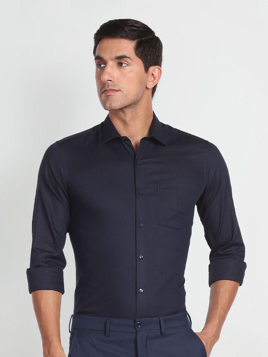 arrow slim fit self design pure cotton formal shirt
