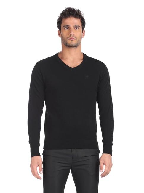 arrow sport black regular fit sweater