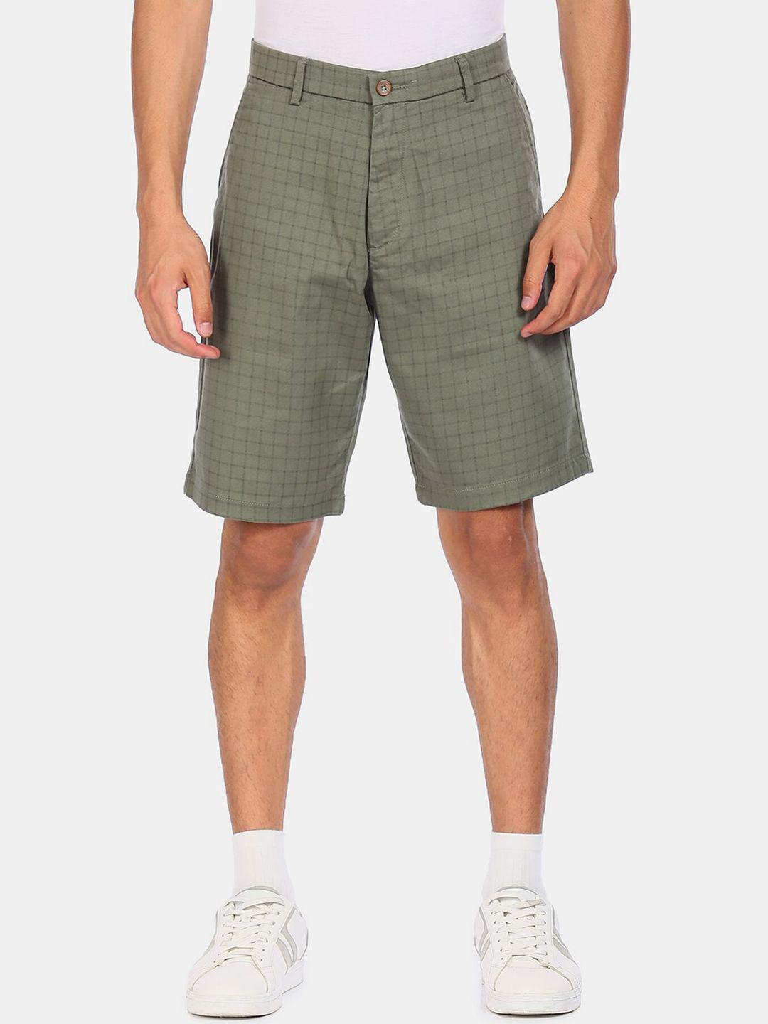 arrow-sport-men-green-checked-shorts