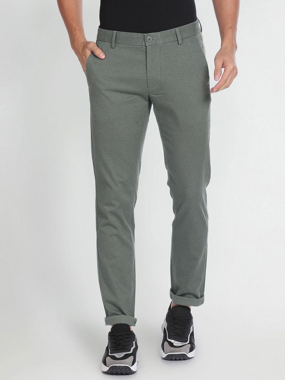 arrow sport men speckled detailed original slim fit low-rise casual trousers
