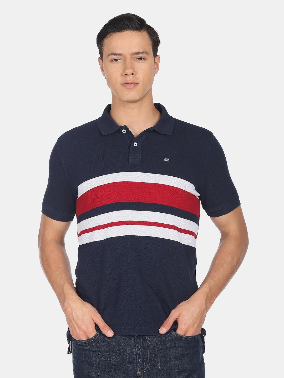 arrow sport men striped cotton polo collar t-shirt