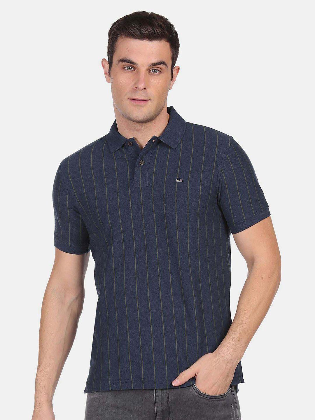 arrow sport pique striped polo collar casual cotton t-shirt