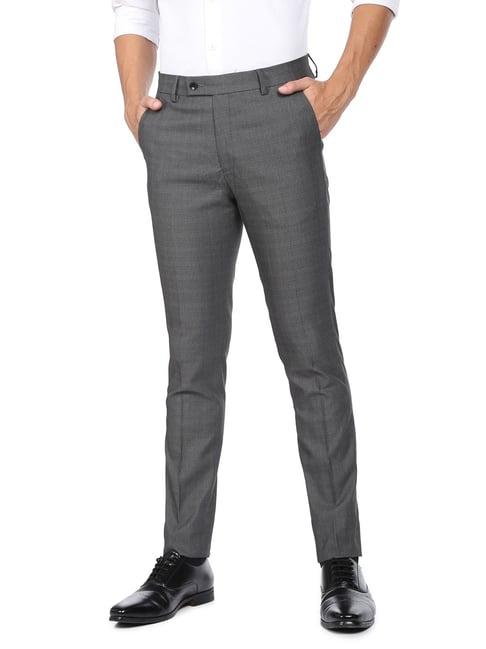 arrow anthra slim fit checks trousers