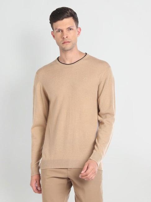 arrow beige regular fit sweater