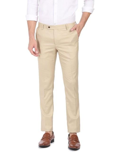 arrow beige regular fit trousers