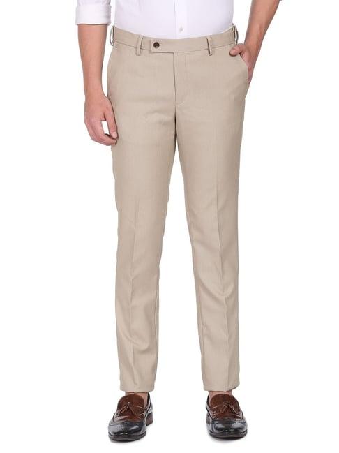 arrow beige regular fit trousers