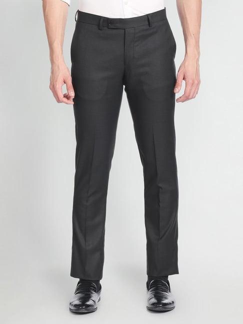 arrow black regular fit trousers