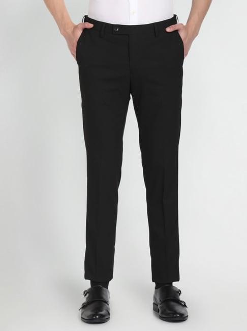 arrow black regular fit trousers