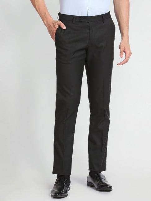 arrow black regular fit trousers