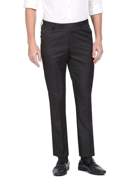 arrow black regular fit trousers