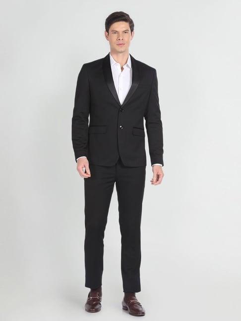 arrow black regular fit two piece suit