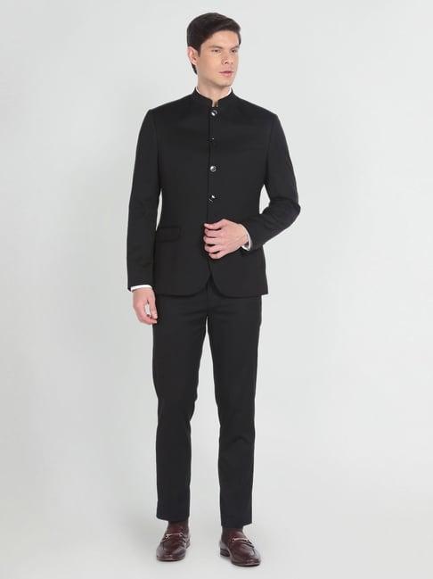 arrow black regular fit two piece suit