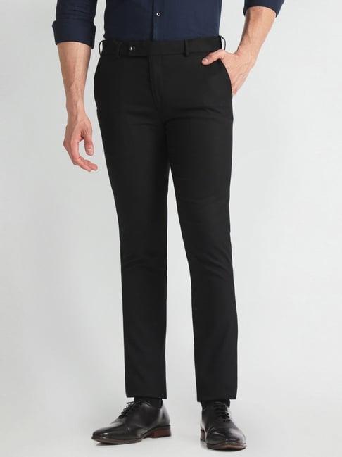 arrow black slim fit trousers