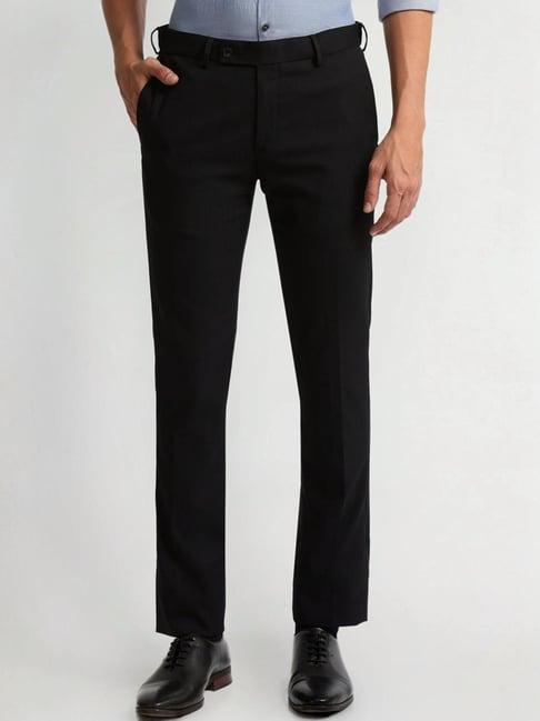 arrow black slim fit trousers