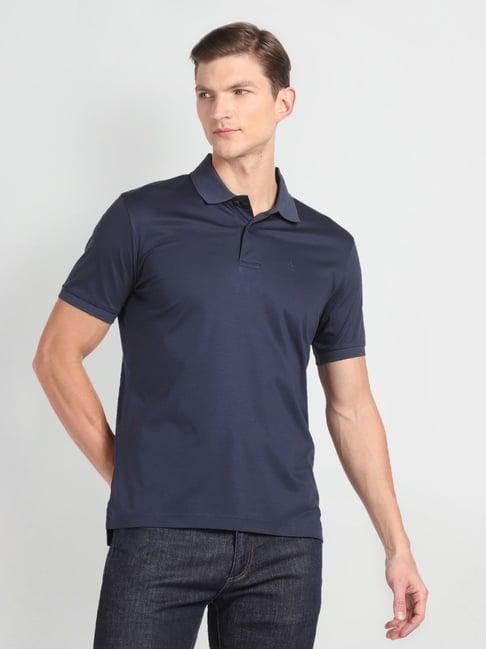 arrow blue cotton regular fit polo t-shirt