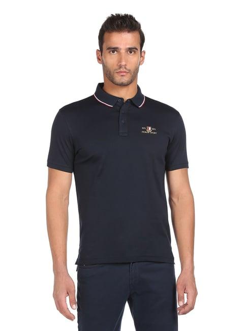 arrow blue cotton regular fit polo t-shirt