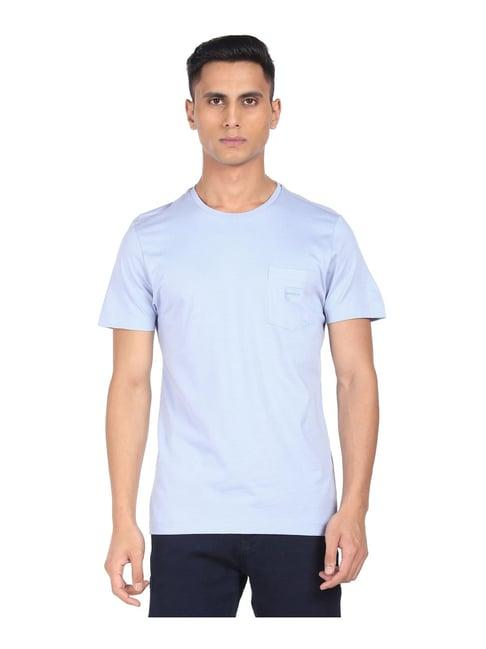 arrow blue cotton regular fit t-shirt