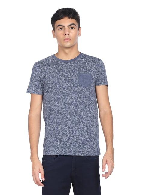 arrow blue regular fit printed t-shirt