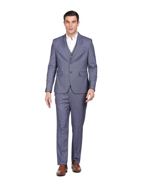 arrow blue regular fit self pattern two piece suit