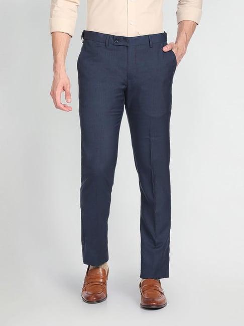 arrow blue regular fit trousers