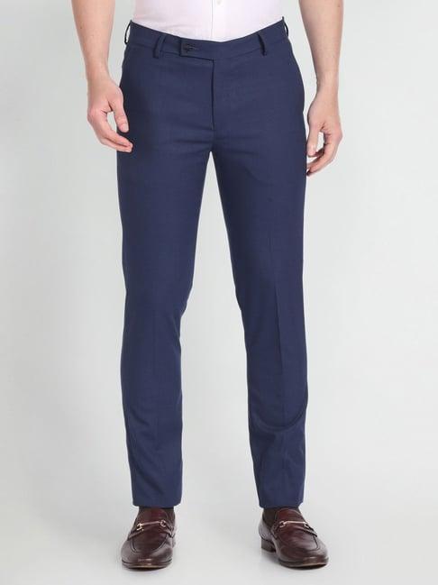 arrow blue regular fit trousers