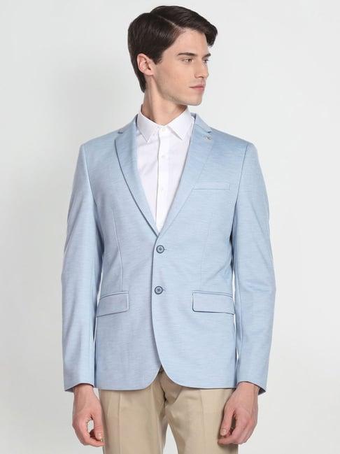 arrow blue slim fit heathered blazer