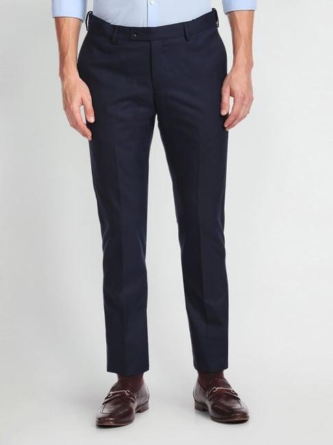 arrow blue slim fit striped trousers