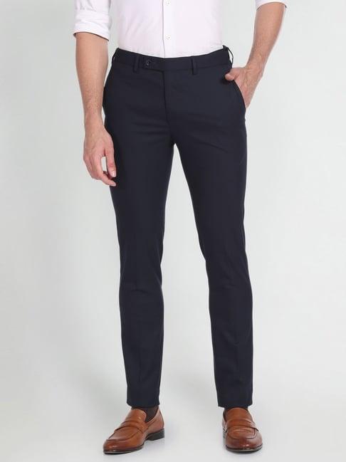 arrow blue slim fit trousers