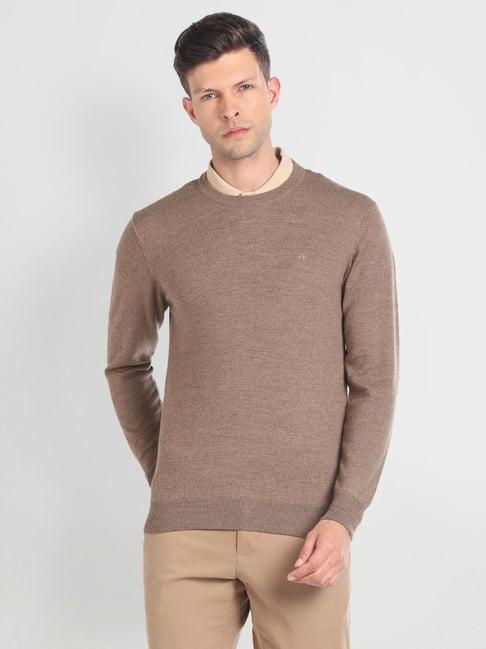 arrow brown regular fit sweater