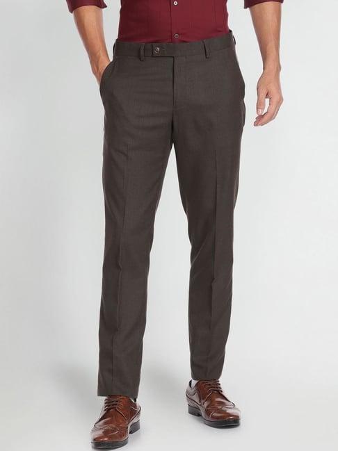 arrow brown regular fit trousers