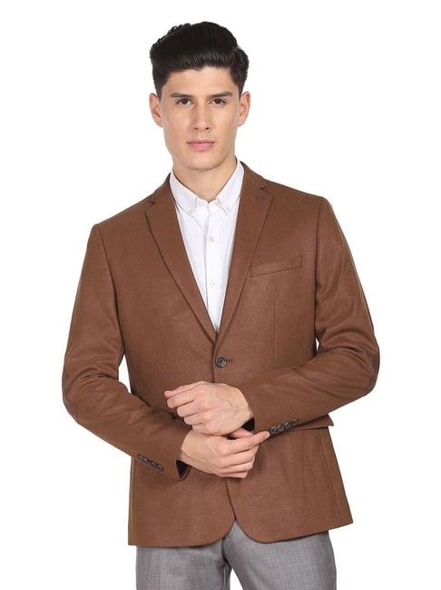 arrow brown slim fit blazer