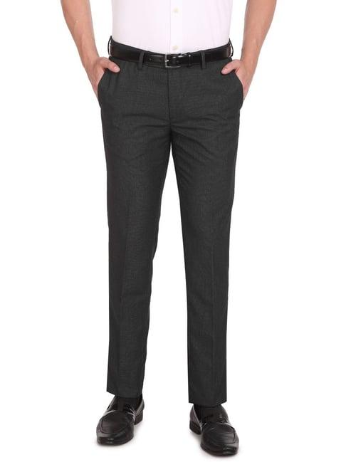 arrow charcoal regular fit trousers