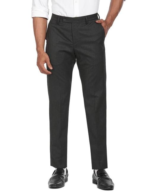 arrow charcoal regular fit trousers